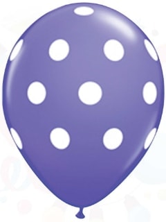 Mor zemine beyaz Puantiyeli baskılı 12 inc balon
