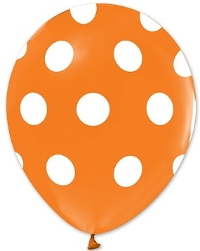Turuncu zemine beyaz Puantiyeli baskılı 12 inc balon